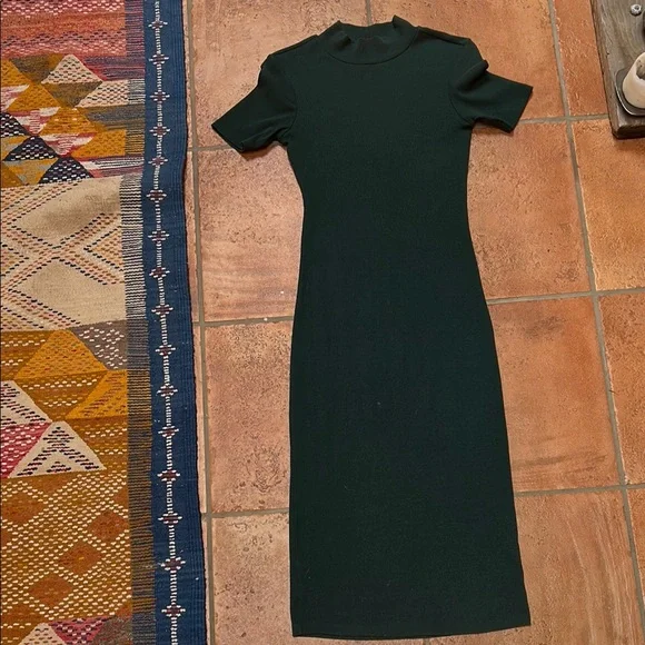 Zara | Dresses | Zara Green Sheath Midi Dress Crew Neck Short Sleeve |  Poshmark